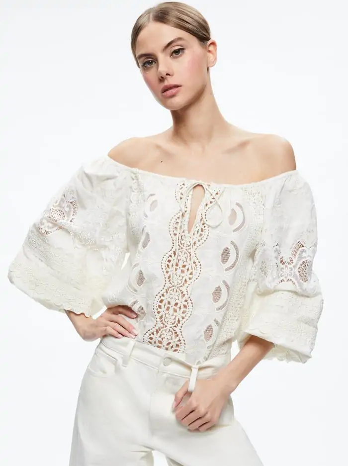 ALTA EMBROIDERED OFF THE SHOULDER BLOUSE